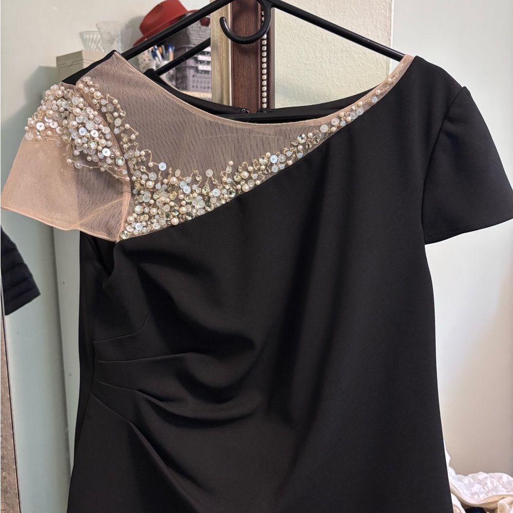Black Asymmetrical Ruched Puff Sleeve Blouse